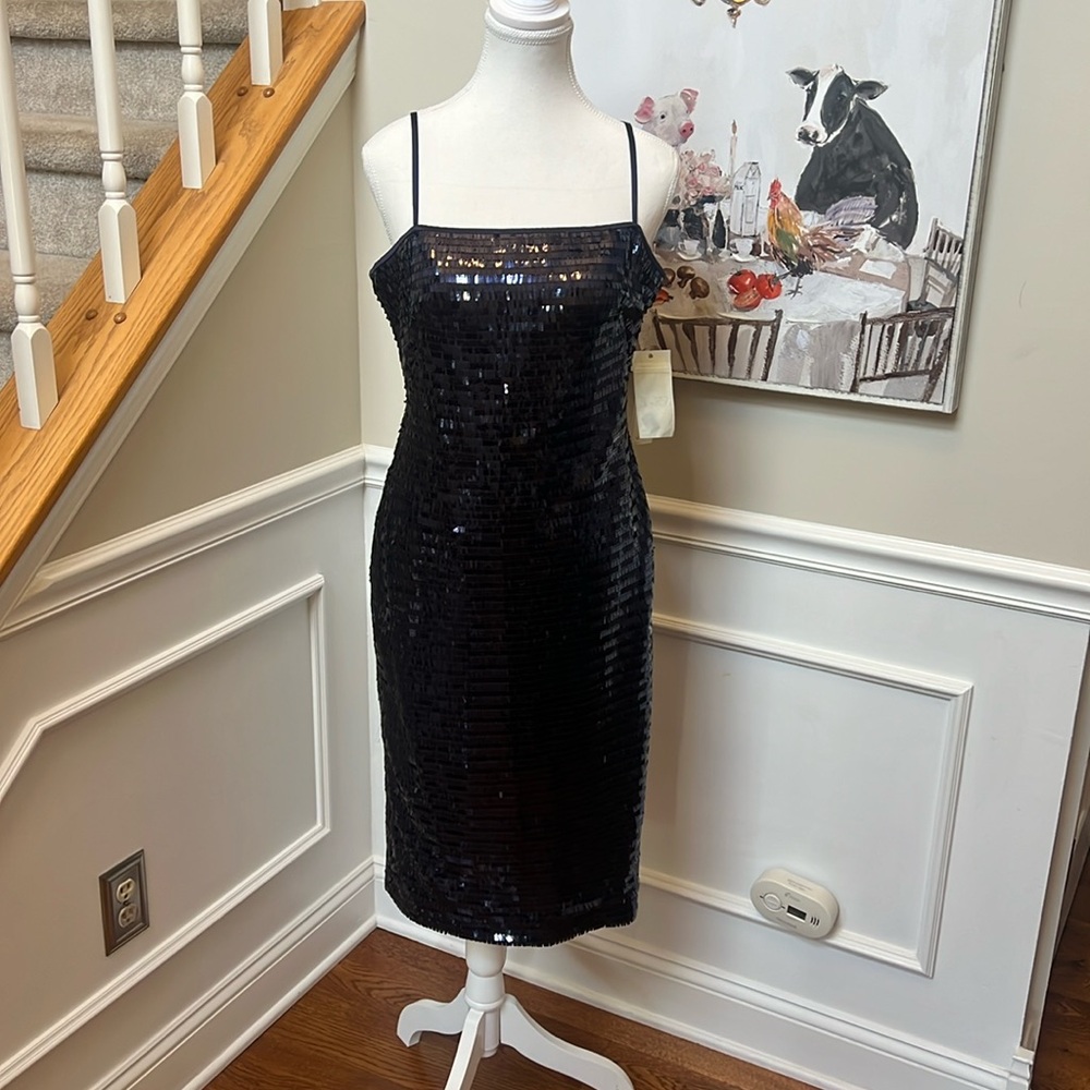 Eliza J navy blue sequin dress